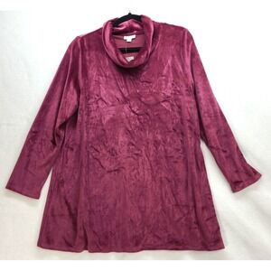 J‎ Jill Pure Jill Magenta Velvet Cowl Neck Tunic NWT Sweater Comfy Sz Lg